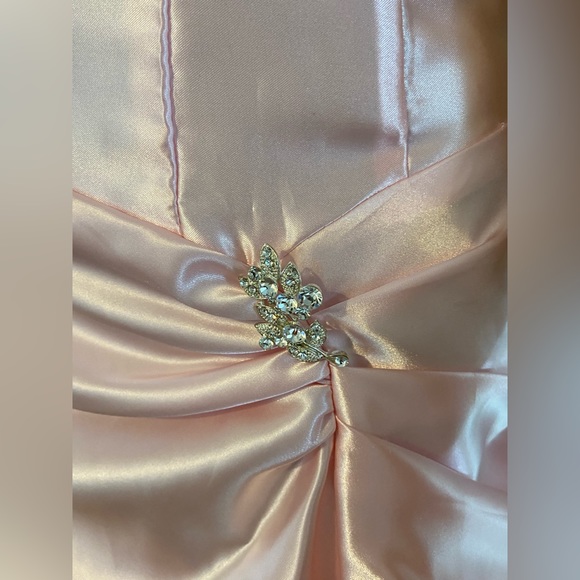 Classy Strapless Pink Satin Long Birthday Prom Dress Evening Dresses SP1295